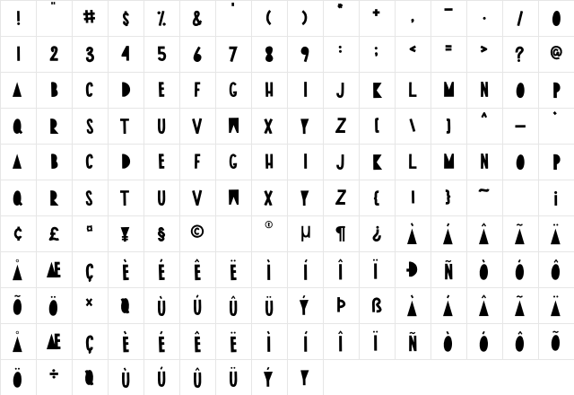 Goes To Japan Regular  glyph index