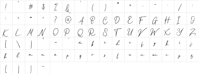 Peach Brown Regular  glyph index