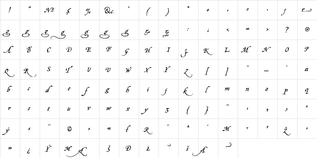 Opsmarckt Medium  glyph index