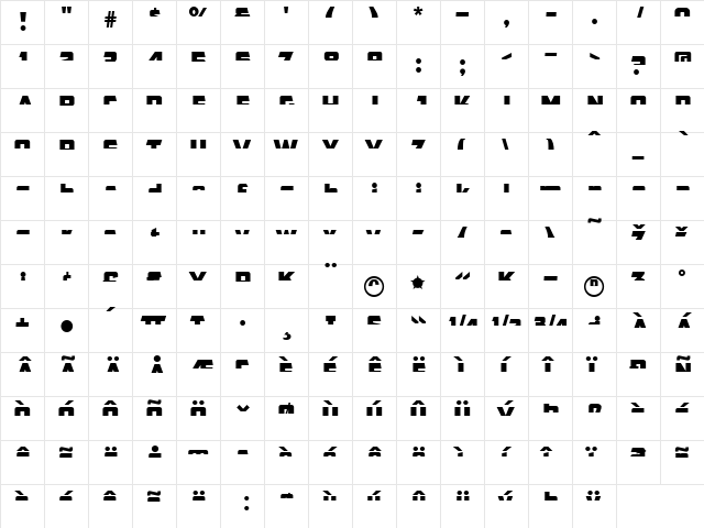 CFB1 American Patriot SPANGLE 2 Italic  glyph index