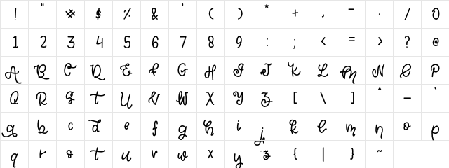 Hamidah Regular  glyph index