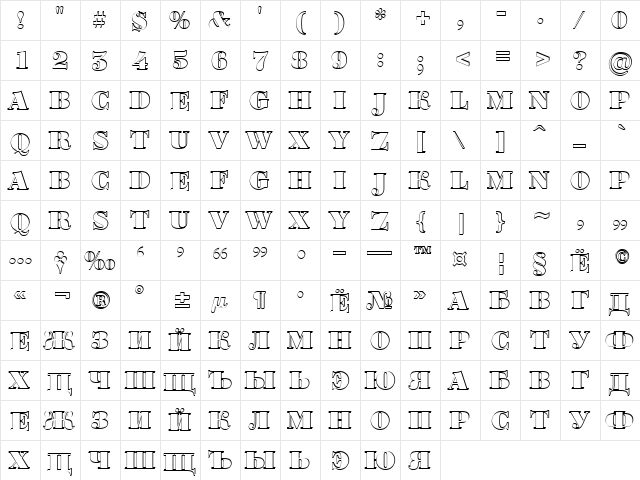 a_BodoniOrtoTitulSh Black  glyph index