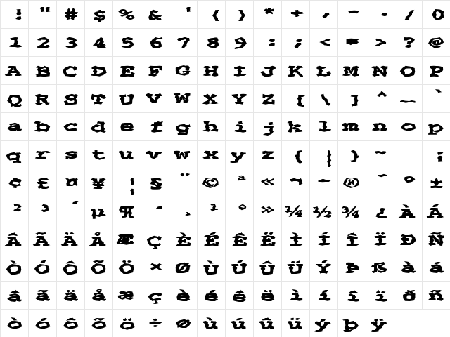 FZ WACKY 69 EX Normal  glyph index