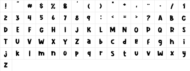 Cute Jellyfish Regular  glyph index
