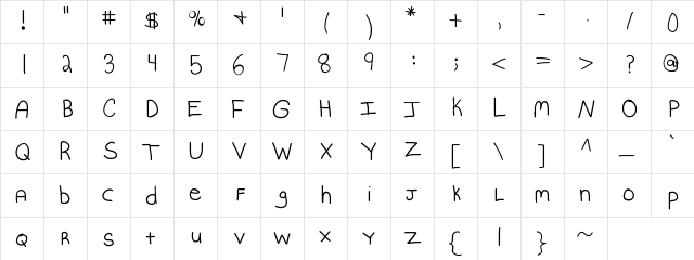 KBMommyDearest Medium  glyph index