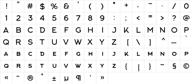 Arkhip Regular  glyph index