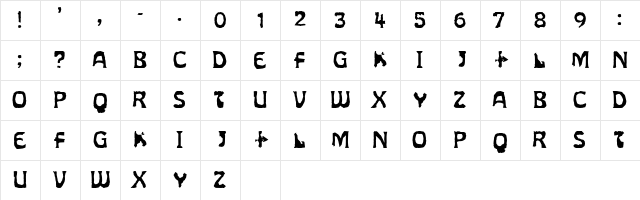 Diet Angst Regular  glyph index