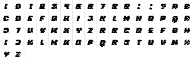 Professor 3D Filled Italic  glyph index