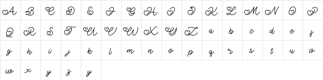 Lovely Valentine Regular  glyph index