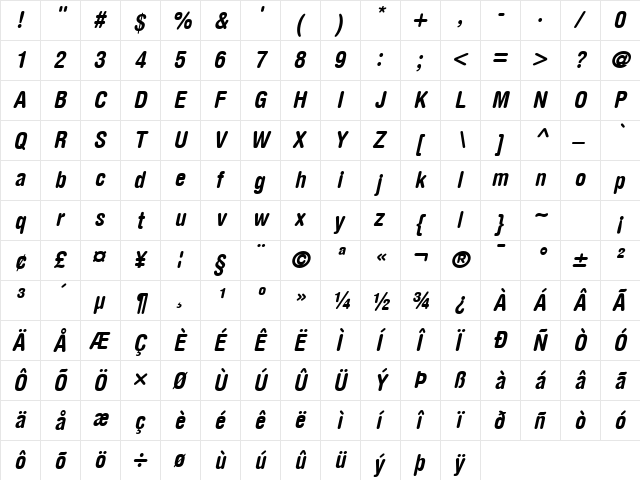 Context Rounded Condensed SSi Normal  glyph index