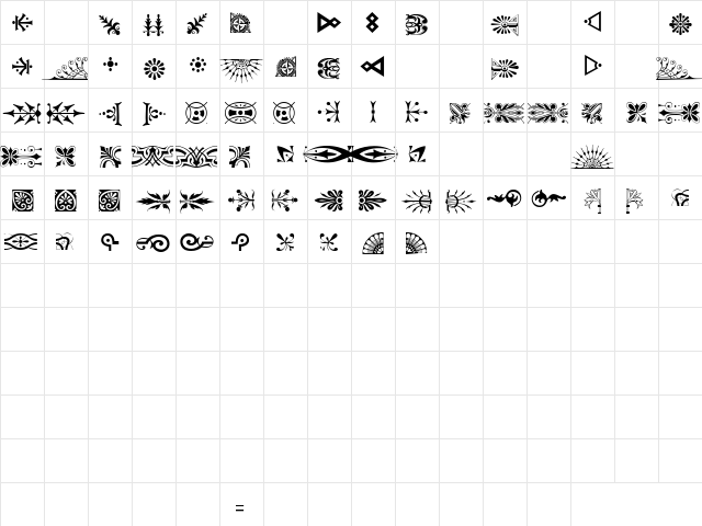 P22 Victorian Ornaments One Ornaments One  glyph index