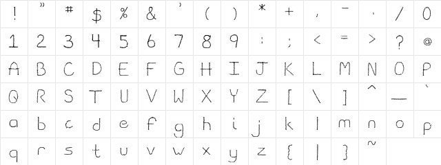 PC Zig Zag Regular  glyph index
