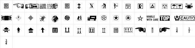 Cartonnage-Pict Regular  glyph index