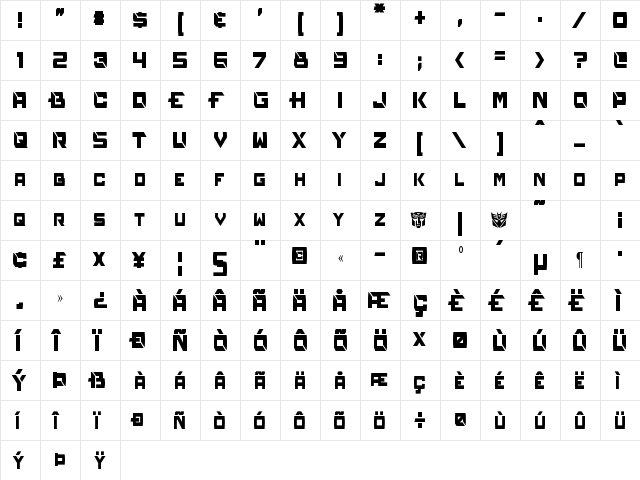 Reconstruct Condensed Regular  glyph index