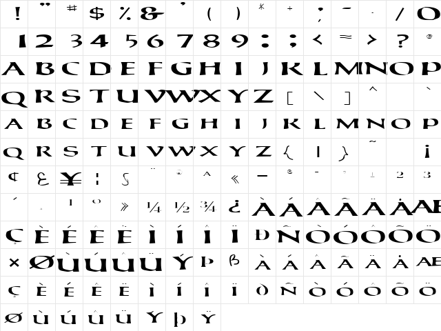 CayaugaSCapsSSK Regular  glyph index