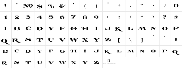 LHF Esoteric 3 Fancy Regular  glyph index
