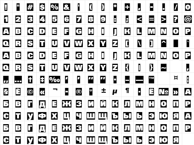 a_GroticTitulHvCm Regular  glyph index