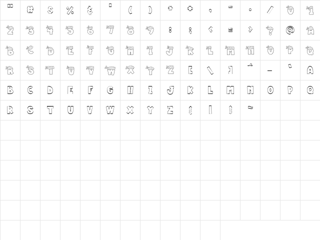 LD Bandana Regular  glyph index