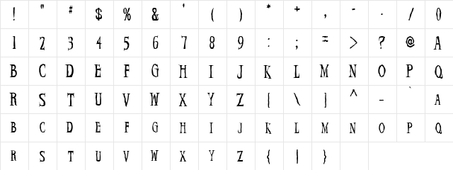 Bocasso Plain Regular  glyph index