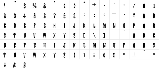JudasCaps Wd Regular  glyph index