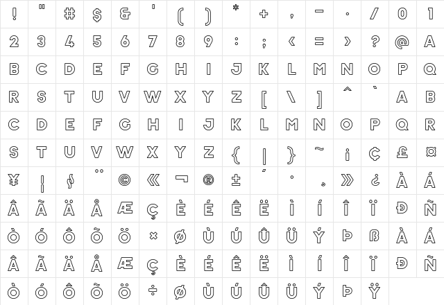 Ephesus extrabold outline ExtraBold  glyph index