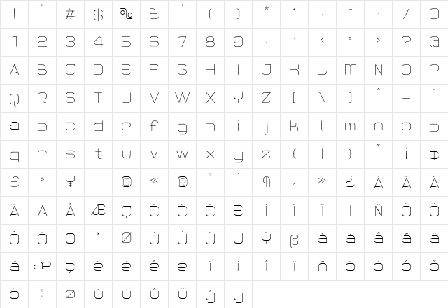 Reaction Regular  glyph index