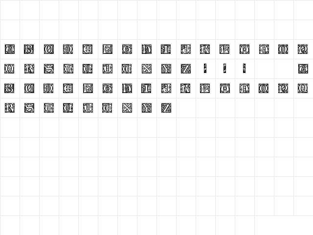 Gloucester Initials Regular  glyph index