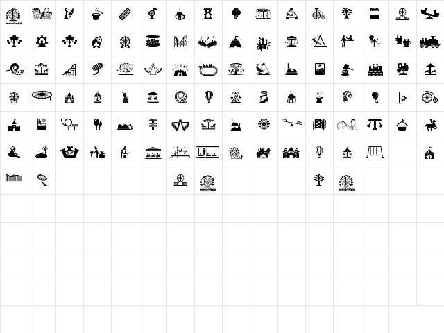 amusement park Regular  glyph index