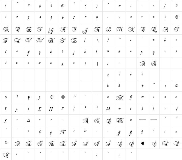 BalmoralICG Regular  glyph index