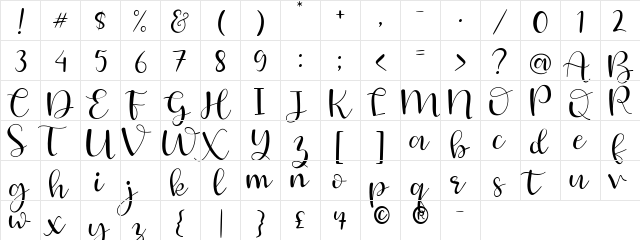 JUDESSANT Regular  glyph index