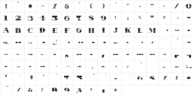 Patriot Regular  glyph index
