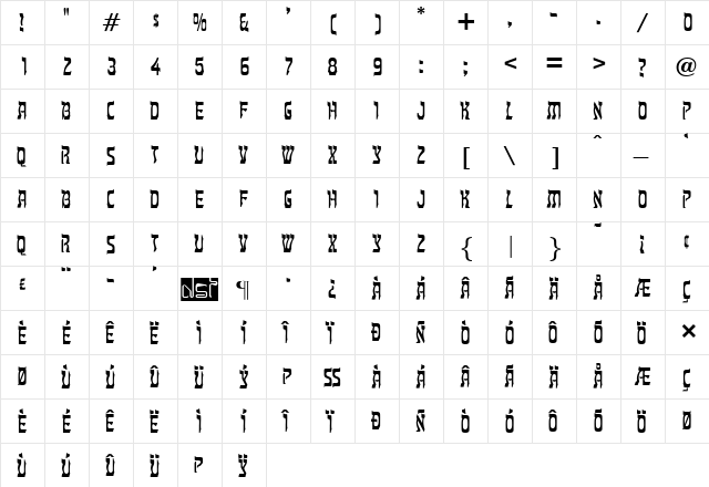 Tanach Regular  glyph index