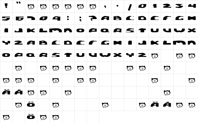 PIGSTY Regular  glyph index