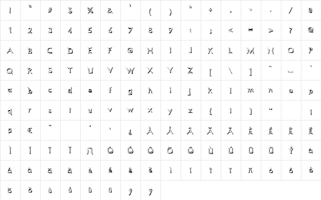 Comicbook Smash Regular  glyph index
