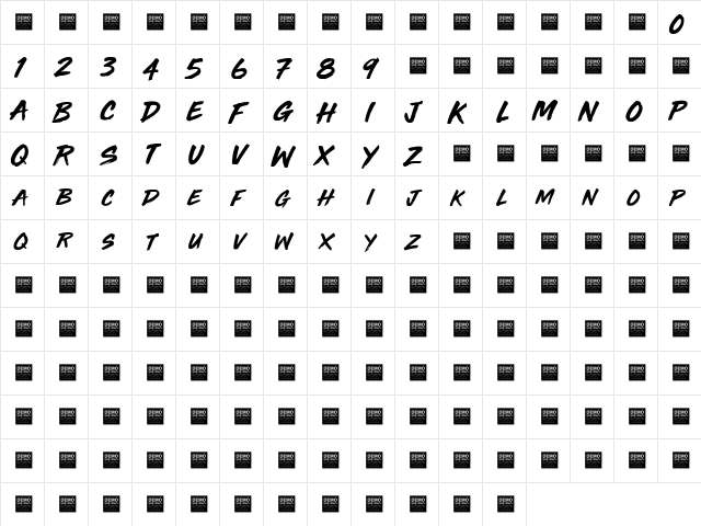 Third Rail - Demo Regular  glyph index