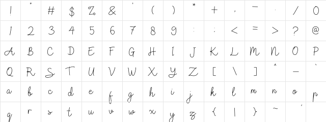 Raffline Regular  glyph index