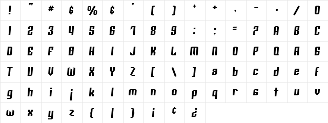 Archery Black Rounded Italic  glyph index