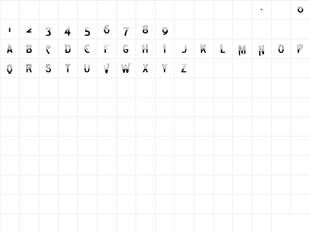 GreenCaps Caps Regular  glyph index