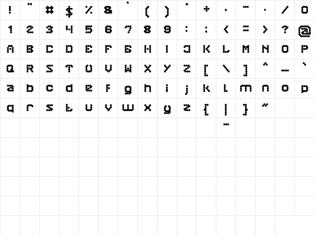 ATOMIC PLANET Regular  glyph index