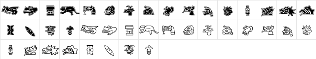 AztecDaySigns Regular  glyph index