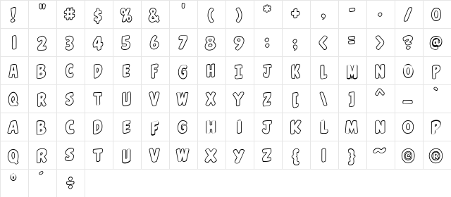 CCBellyLaugh Regular  glyph index