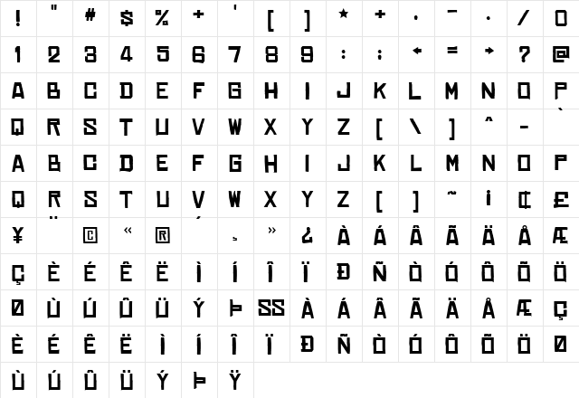 Chinese Rocks Xp Bold  glyph index