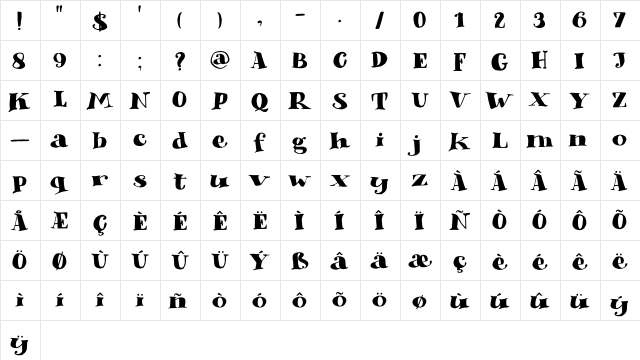 DK Phantom Peach Regular  glyph index