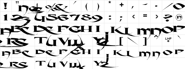 LHFCrouchingTiger Regular  glyph index