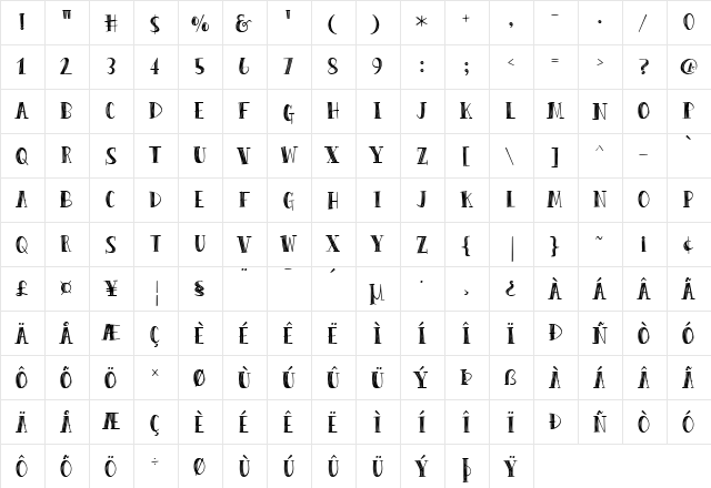 Peas & Carrots Regular  glyph index