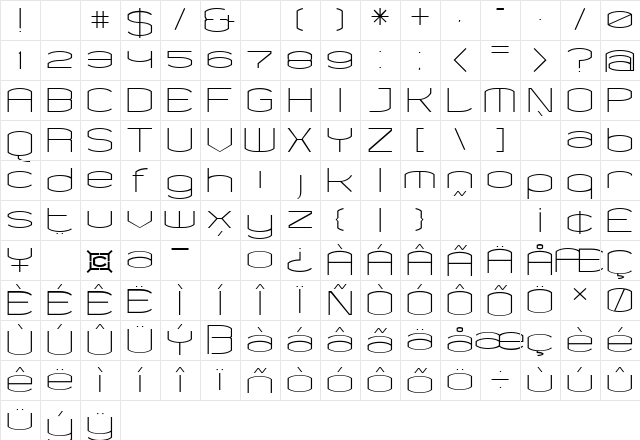 Chord Regular  glyph index