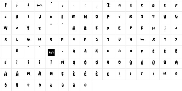 L'Inconnu Regular  glyph index