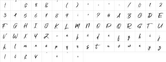 Rithem Regular  glyph index
