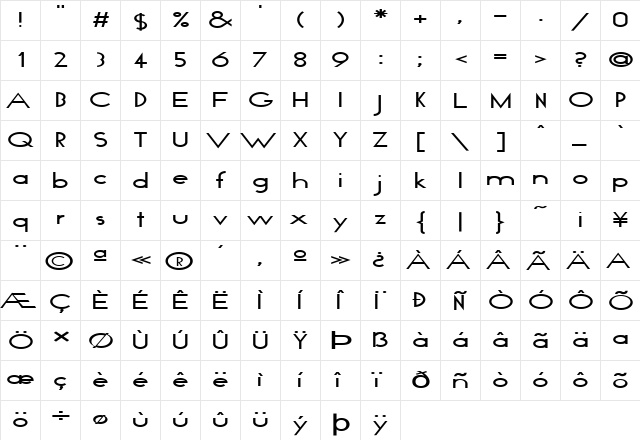 FZ BASIC 19 EX Normal  glyph index