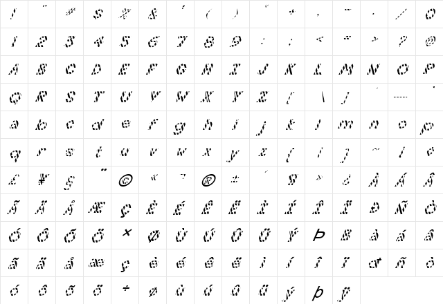 FZ JAZZY 7 STRIPED ITALIC Normal  glyph index
